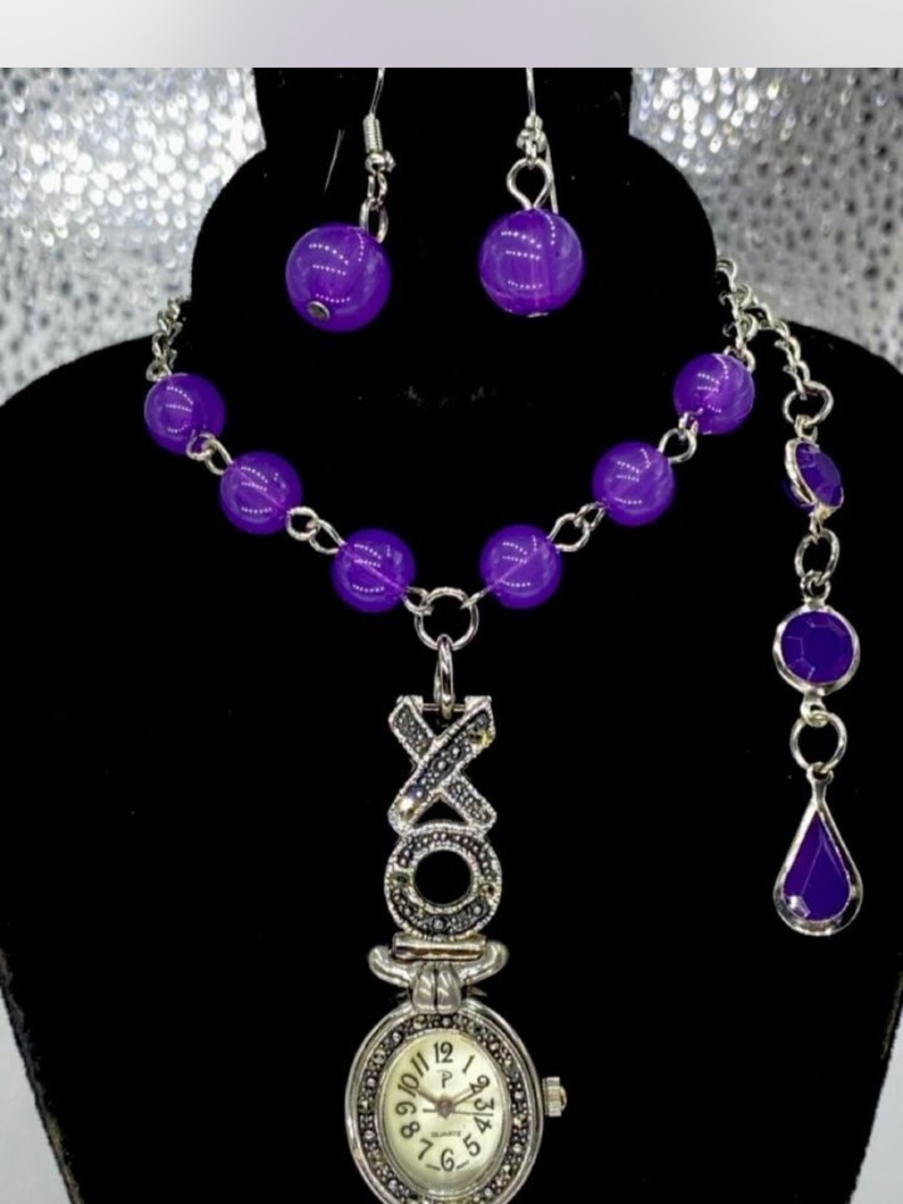 Lavender / Lilac ^^^ Custom ^^^ Beaded Watch Pendant Necklace / Earrings *^*
